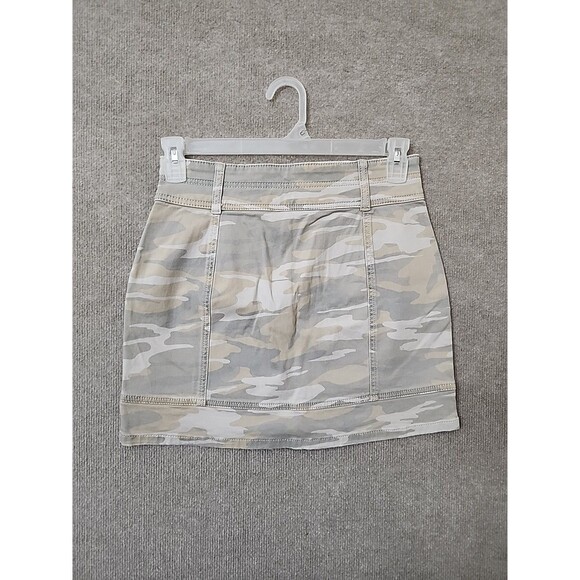 Express High Rise Denim Skirt Womens 4 Beige Gray Camo Stretch NEW - Picture 6 of 11